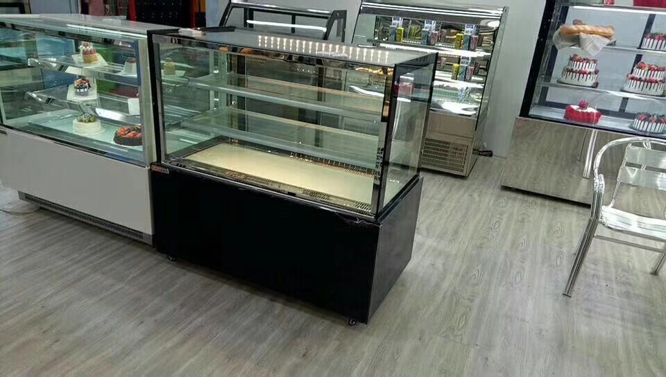 Vertical square glass door and window cake pastry refrigeration display cabinet