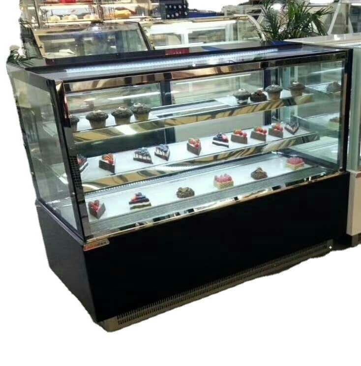 Vertical square glass door and window cake pastry refrigeration display cabinet