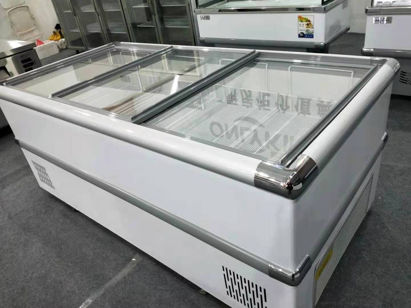 Top opening glass display Refrigerator Combined Island horizontal cabinet freezer For frozen food