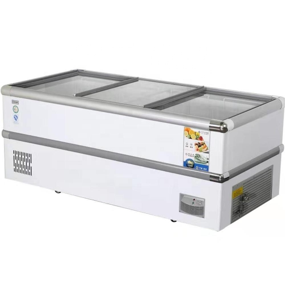 Top opening glass display Refrigerator Combined Island horizontal cabinet freezer For frozen food