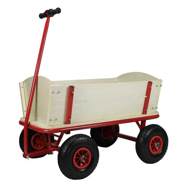 Baby Toy 4 Wheels Push Pull Wooden Wagon Cart For kids travel trailers With Canvas Cover