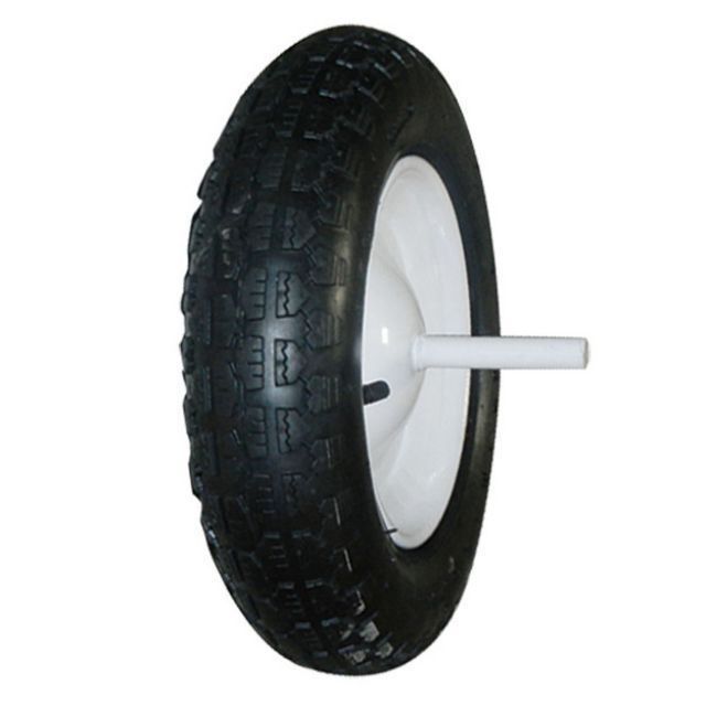 13 inch Wheelbarrow Tire, Flat-free Solid Tire and Wheel with 5/8