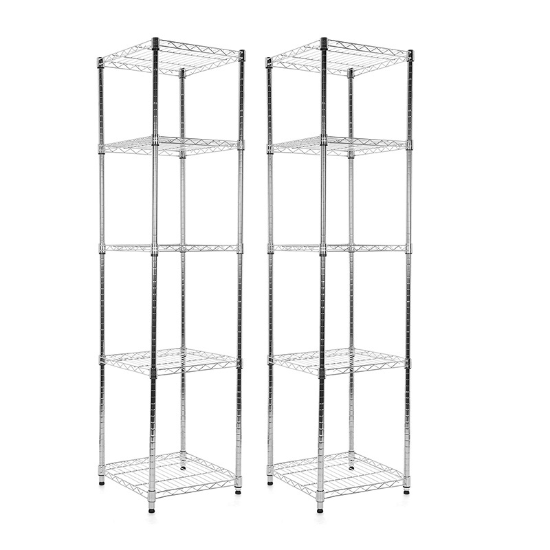 5-Shelf Chrome Wire Rack Heavy-Duty Adjustable Steel Storage Shelving Unit