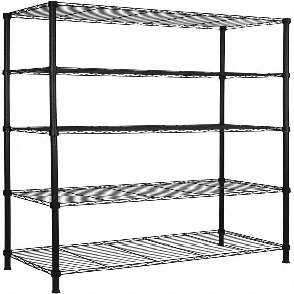 5 Tier Adjustable Storage Shelf Metal Garage Corner Rack Wire Shelving Unit Chrome Plated Storage Shelves for Pantry Closet