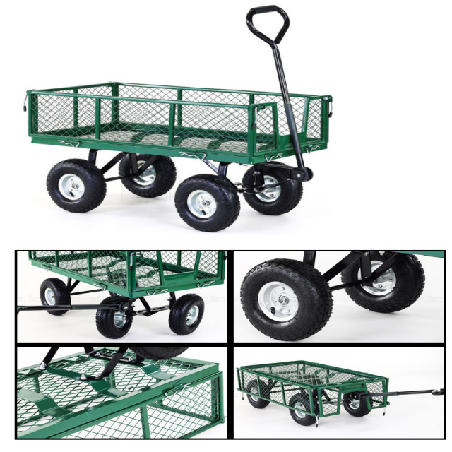 Factory Promotion Mesh Rolling Dump Cart Garden Wagon Hand Cart & Trolley