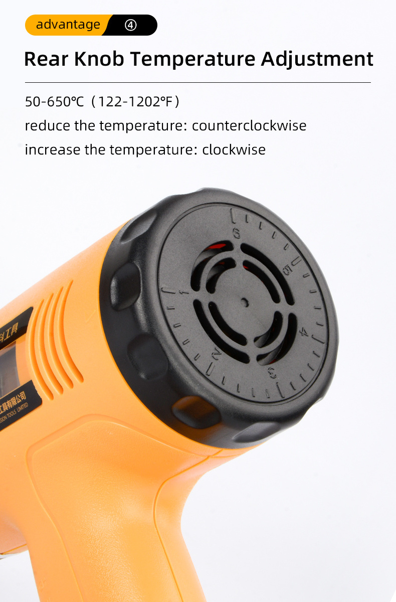 B-LK620E LCD Back Cover to Control Temperature Portable Heat Gun Hot Air Welder Shrink Wrap Tool for Greasy Litter Cleaning up