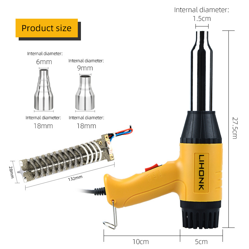 LK-700B-2 Semi-automatic Welding Machine Electric Plastic Repair Welder Heat Gas Melt Bumper Soldering Gun with Nozzle Kit