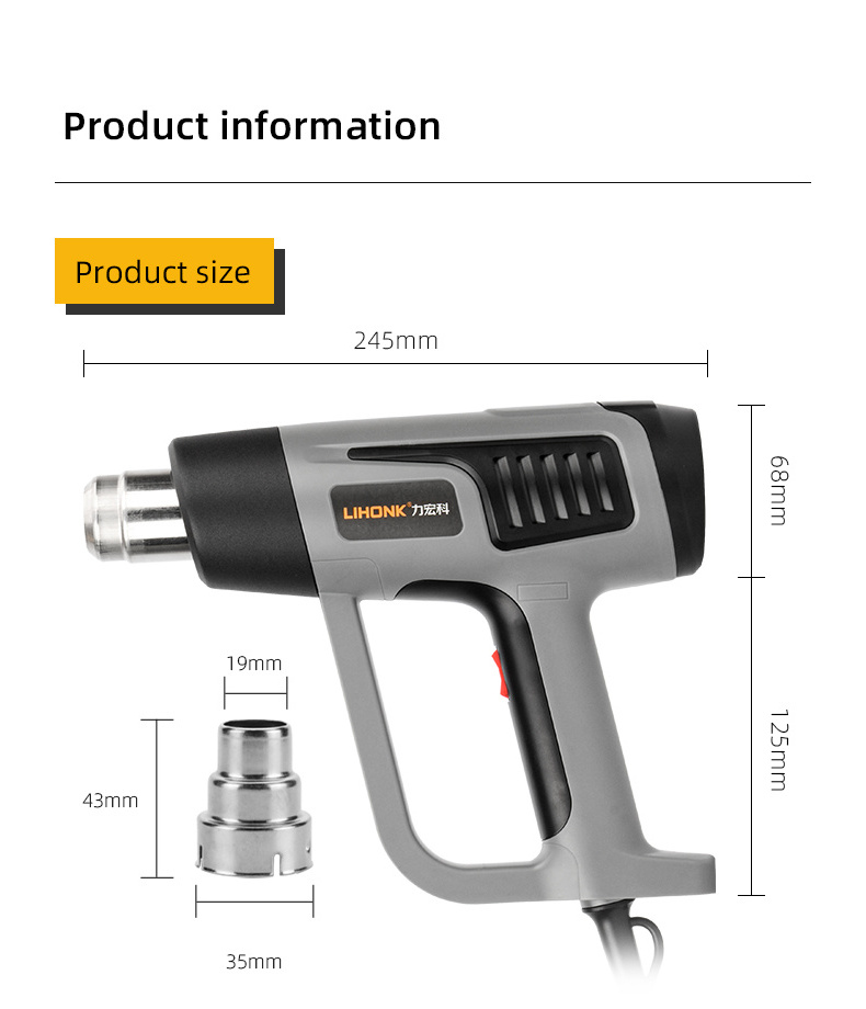 LK-690E Deluxe 2000W Various Temperatures Hot Air Blower Welding Pistol Heat Gun with Intelligent Control Multiple Functions