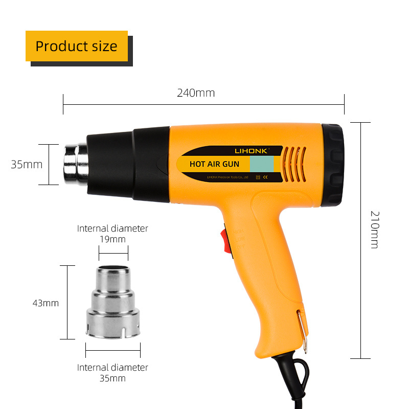 LK620E-2 LCD Digital Temperature Display 50-650 Degree Celsius Electric Heat Air Gun for Stripping Paints Glue Auto Foil