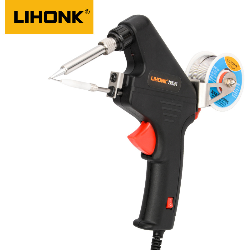 A-LK380 80W Internal Heating Automatic Tin Feeding Soldering Gun One-hand Operation Welding Tool for PCB soldering