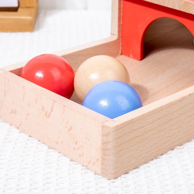 suppliers custom wooden Montessori toys Ball Drop With box colored montessori inserire la pallina Coin Box Educational Toys