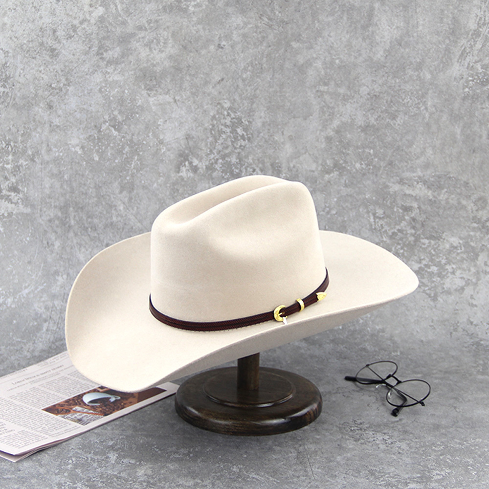 LiHua New Fashion Light Camel Cowboy Hat 100%Australian Rabbit Hat Waterproof Wide Cowboy Fedora Hats