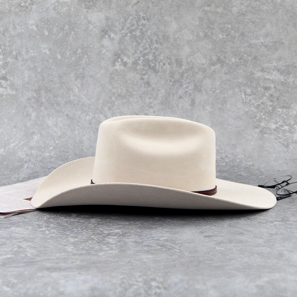 LiHua New Fashion Light Camel Cowboy Hat 100%Australian Rabbit Hat Waterproof Wide Cowboy Fedora Hats