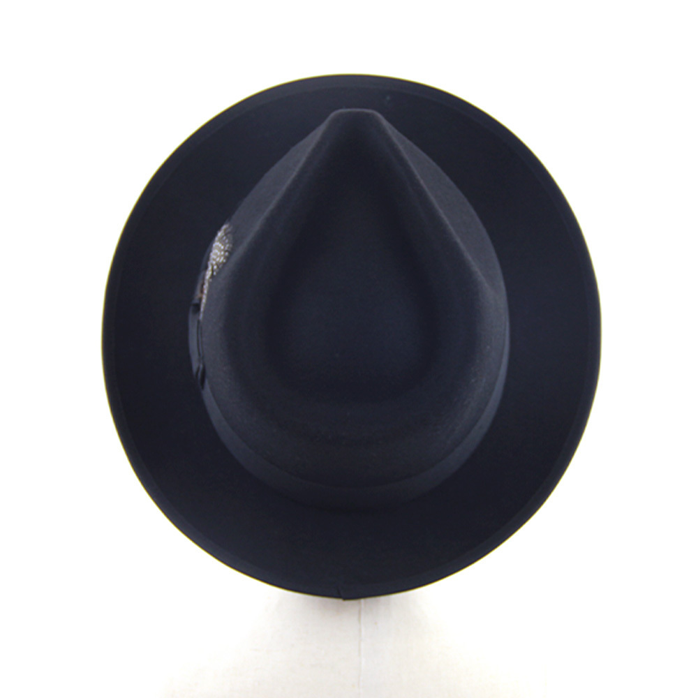 LiHua 100% Wool Hard Flat Short Brim Felt Fedora Hats New Style Fedora Black Man Fedora Hats