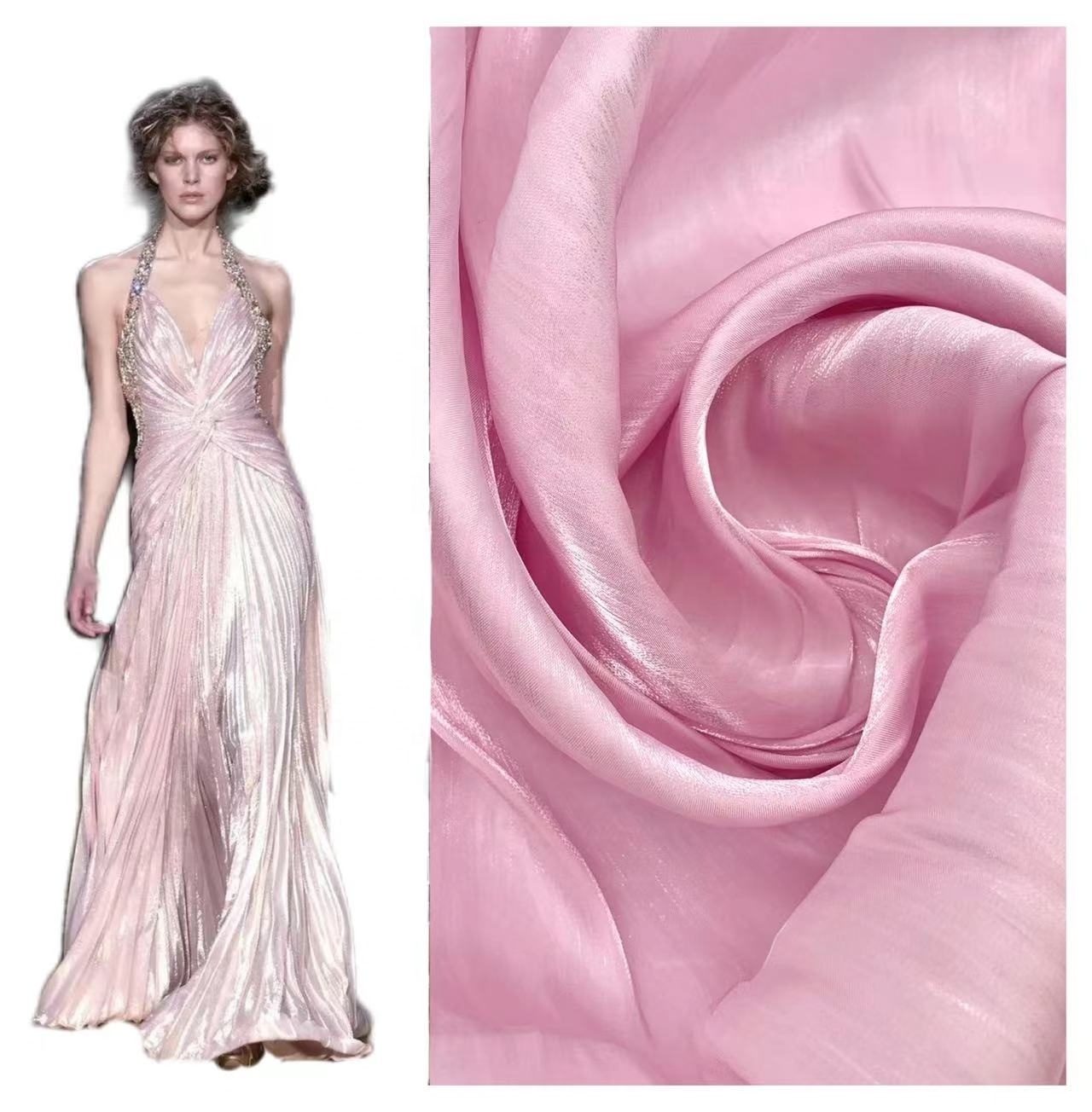 New arrival elegant liquid crystal shinny silk satin glitter fabric for party dress evening gown