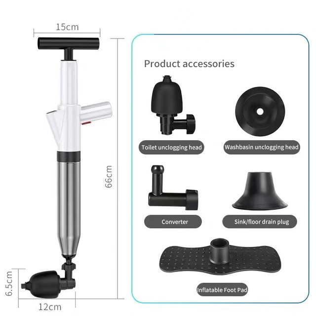 Drain Opener High Pressure Pump Cleaner Dredge Toilet Plungers Air Gun Blaster Sink Pipe Uncover Remover Pipe Bath Dredging Clog