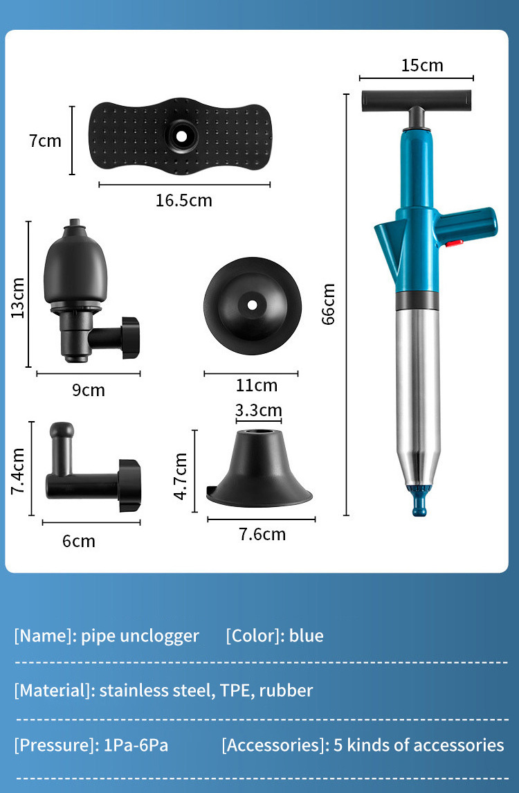 Drain Opener High Pressure Pump Cleaner Dredge Toilet Plungers Air Gun Blaster Sink Pipe Uncover Remover Pipe Bath Dredging Clog