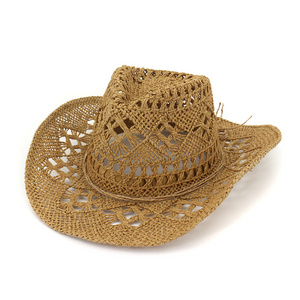 2021 Wholesale Folding Western cowboy Cap Sun Summer Beach Fishing bucket hat Outdoor Travel Climbing Straw Hat