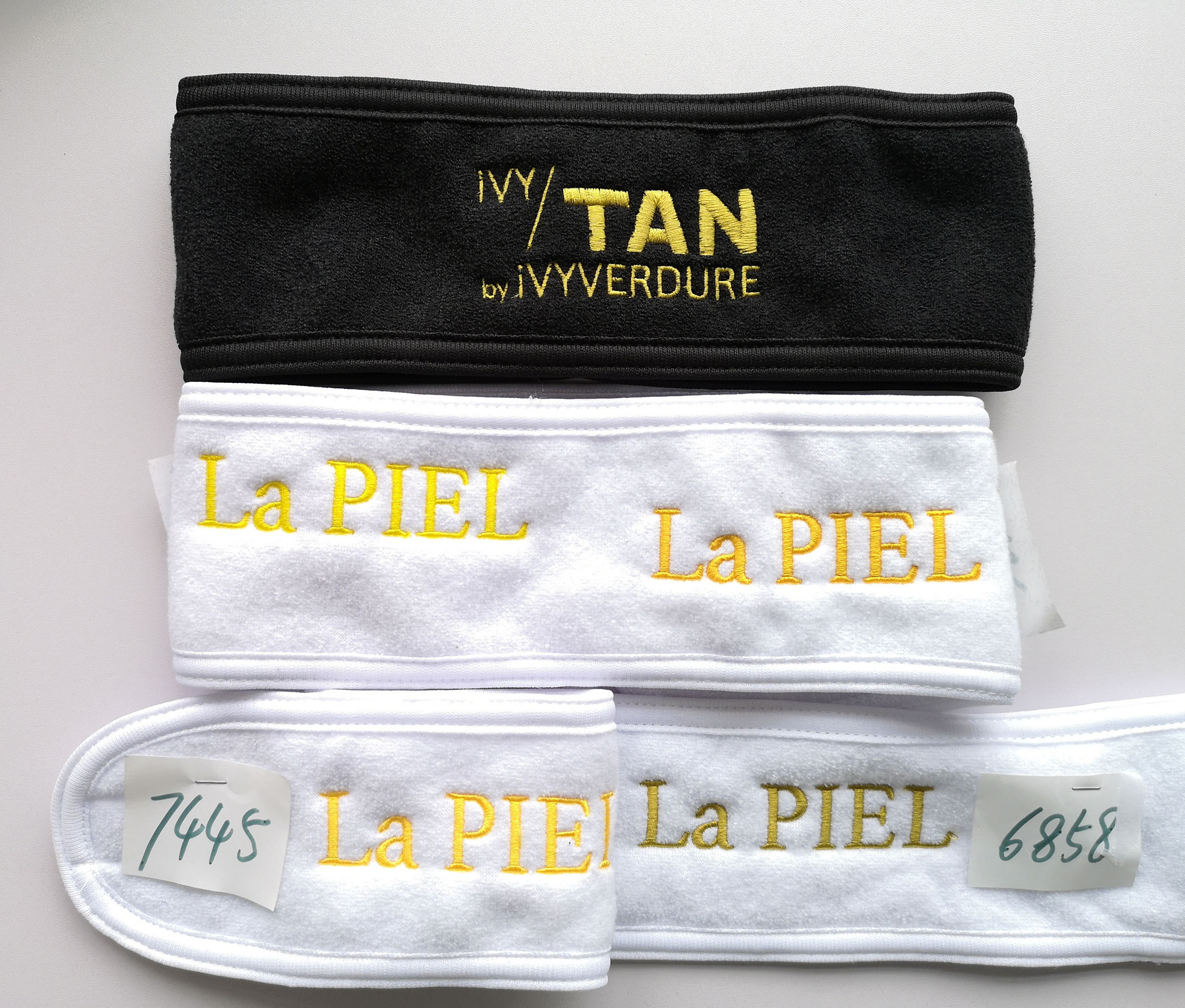 Custom Logo Adjustable Spa Facial Hairband Terry Cloth Stretch Towel Washable  Makeup Wrap Headbands With Magic Tape