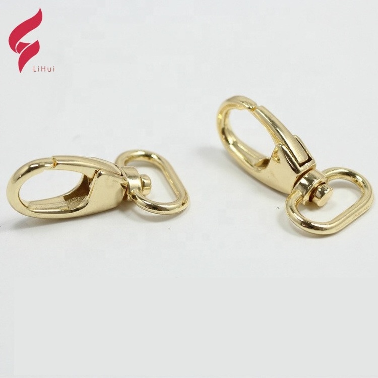 Hot Sale High Quality Shining Gold Plated Bag Hardware Snap Hook Clip Swivel Snap Hook for Handbags Custom Metal Eco-friendly