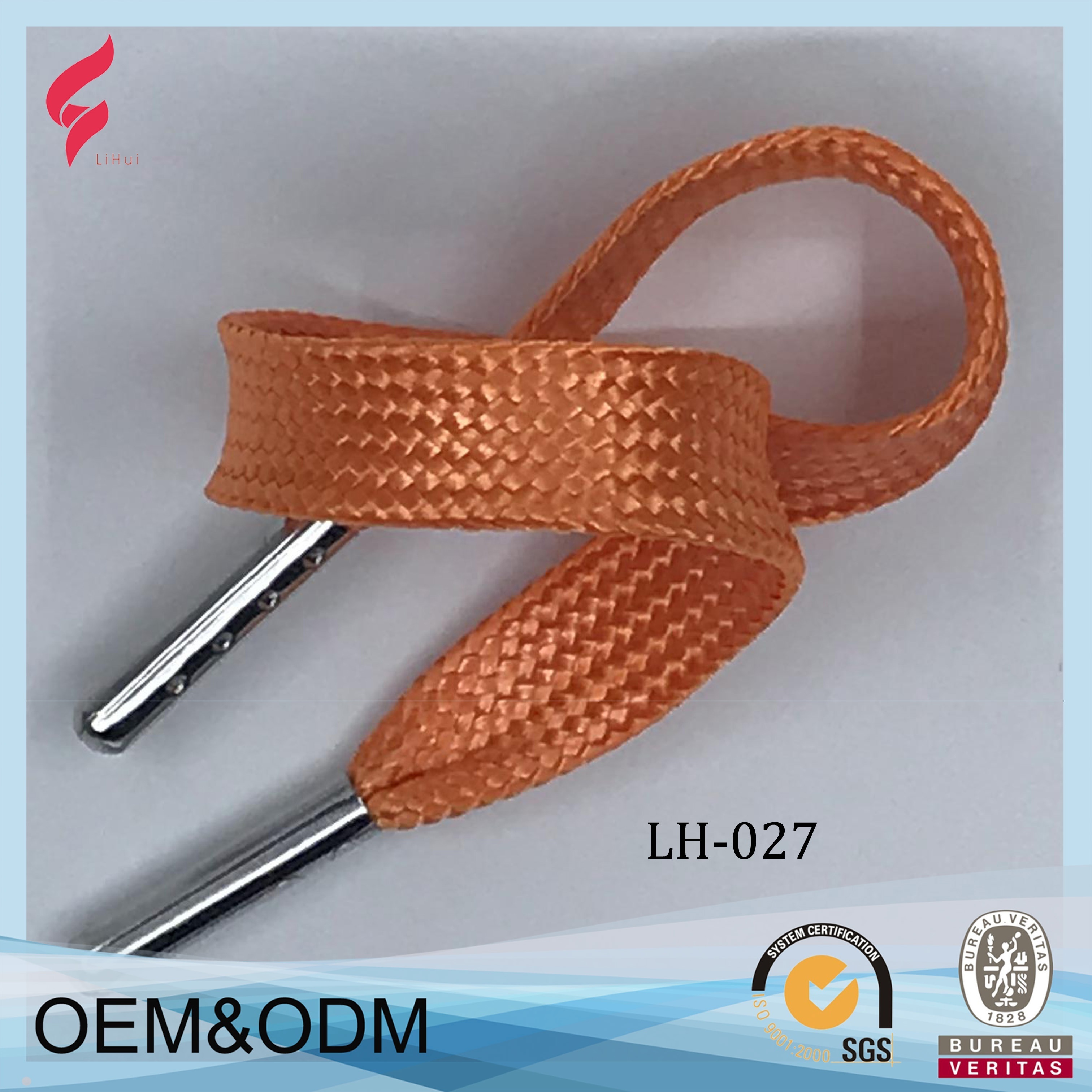 15MM Hoodie Drawcord Supplying Flat Cord With Pvc Soft Draw Cord End