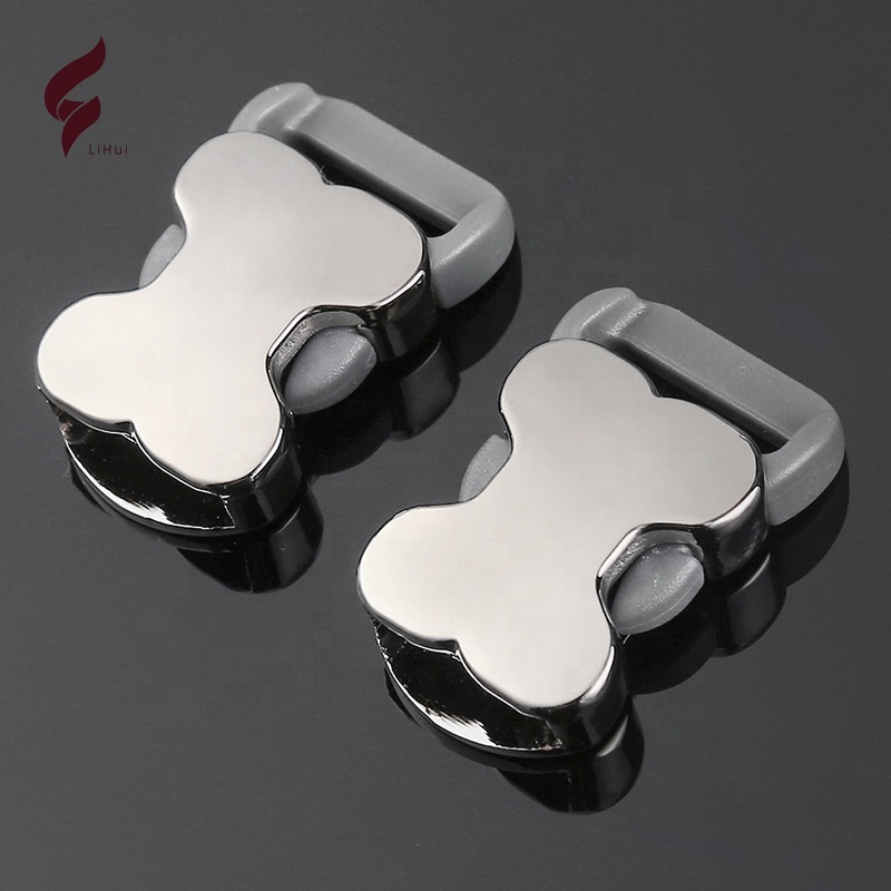 Lihui  side release plastic metal bone shape dog buckle fast release buckles for pet bag collar buckle