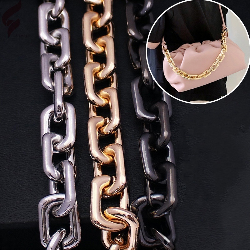 Lihui chunky luxury heavy gold metal Stainless Steel bag purse handbag chain shoulder strap for ladies