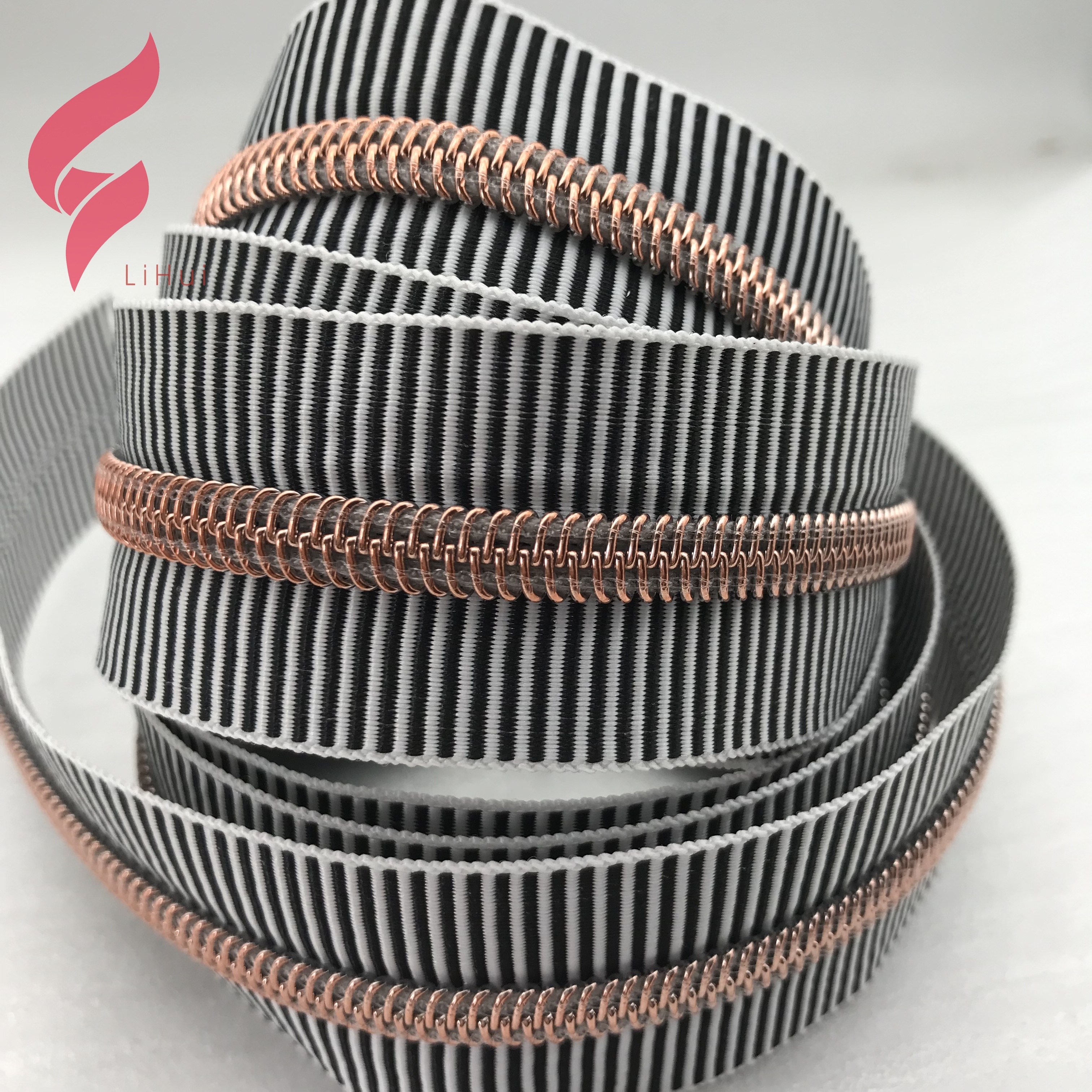 Lihui hardware recycled double sliders industrial nylon zipper Black Nylon Coil Zipper Long coil zipper tape