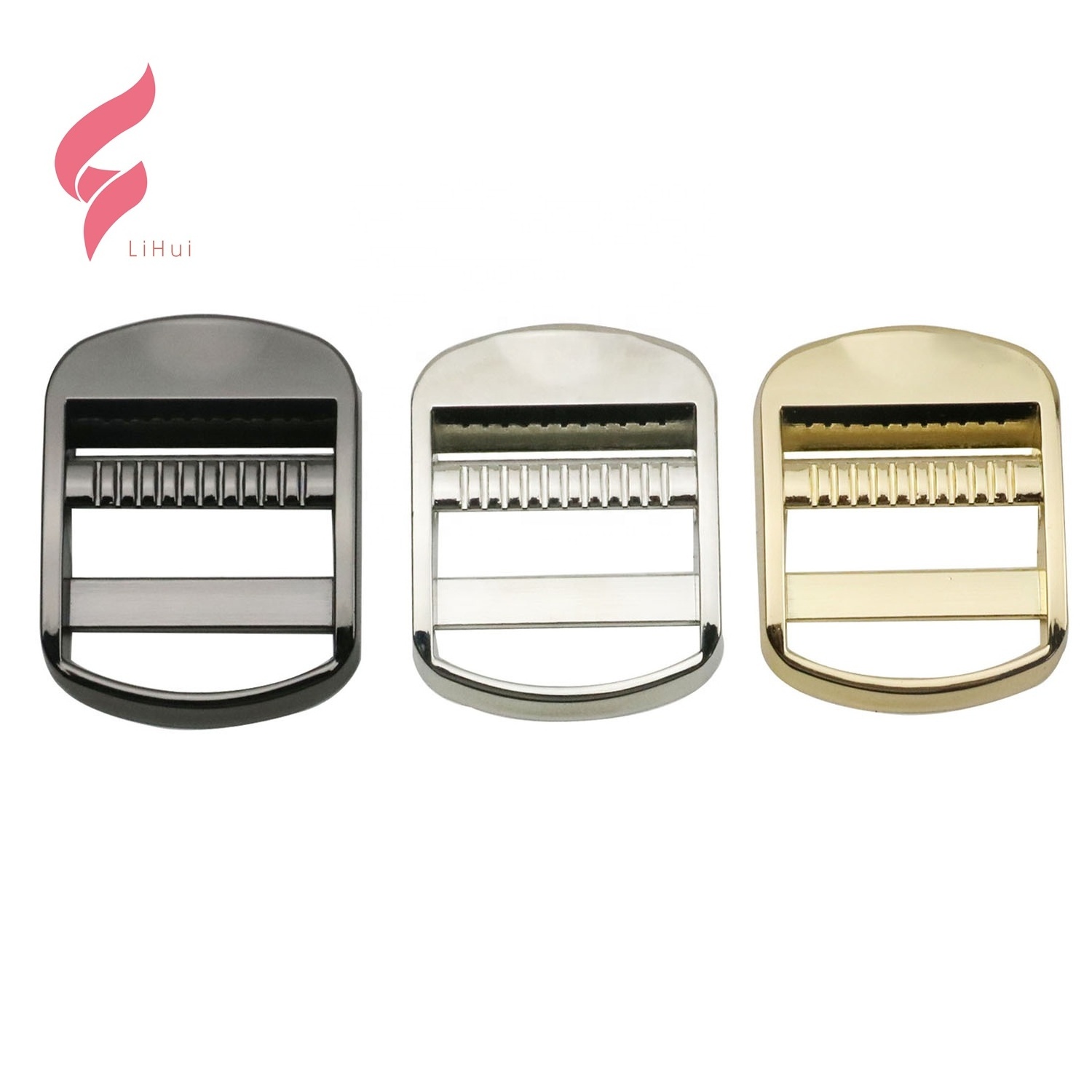 LiHui hardware buckle adjustable strong heavy shinning tri glide tension lock slide 38mm metal ladder lock for handbags