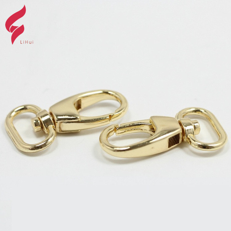 Hot Sale High Quality Shining Gold Plated Bag Hardware Snap Hook Clip Swivel Snap Hook for Handbags Custom Metal Eco-friendly