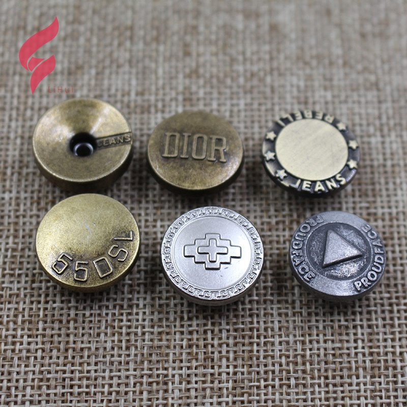 Lihui hardware high quality Accessories And Rivets Design Alloy Press Stud Snap Custom Logo Denim Buttons Jeans Button