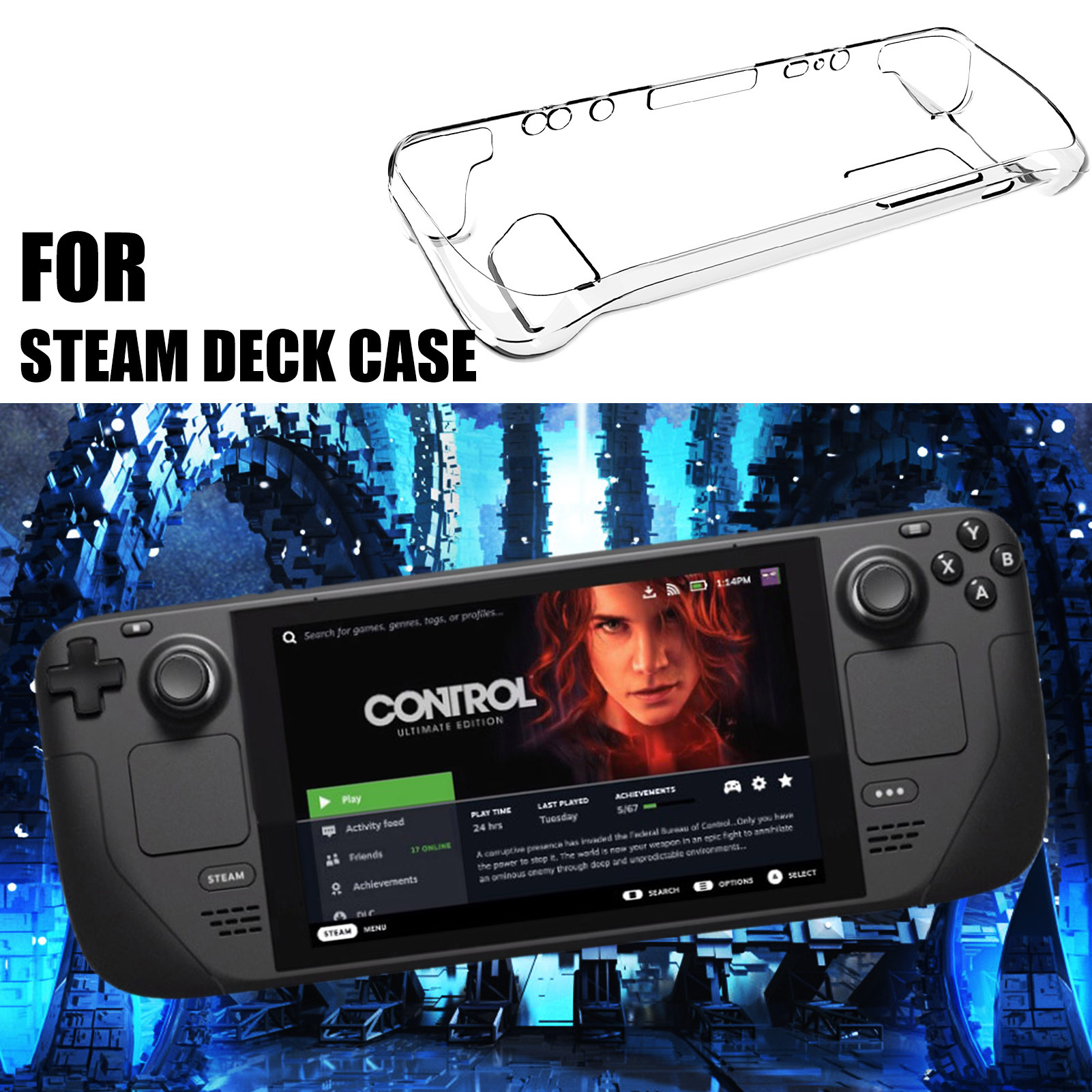 NSLikey Protective Cover for Steam Deck Console Shell Transparent TPU Protective Case