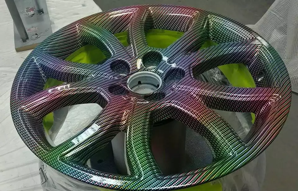 1m 40um chrome rainbow water transfer film carbon fiber hydrographics film car rims dip