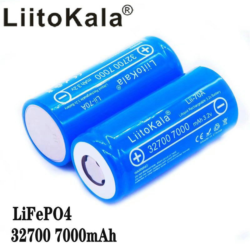 LiitoKala 32700 cells lifepo4 7000 mah 3.2 V rechargeable battery with flat top LiFePO4 for flashlight 32700 battery 6500