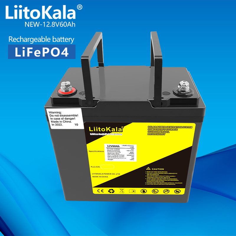 LiitoKala 12.8V 60AH LiFePO4 Battery Lithium Power Batteries 4000 Cycles 12v Car lighter Campers Golf Cart Off-Road Solar Wind