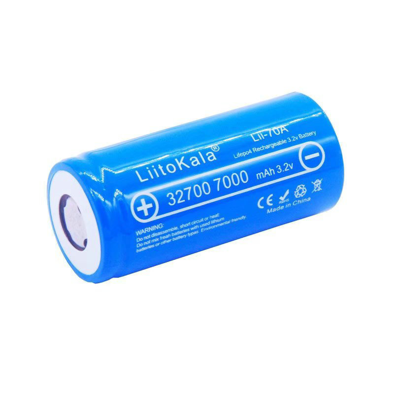 LiitoKala 32700 cells lifepo4 7000 mah 3.2 V rechargeable battery with flat top LiFePO4 for flashlight 32700 battery 6500