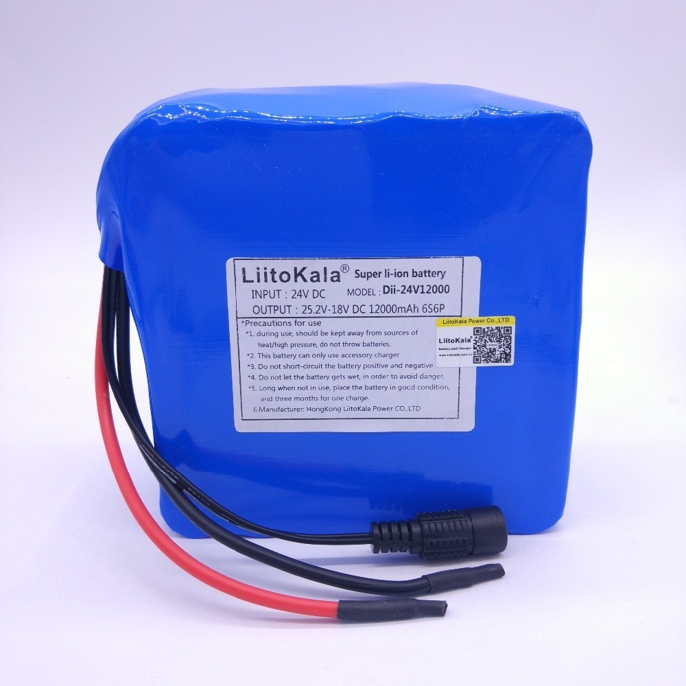 LiitoKala 24v 12ah lithium ion battery 24 v 12ah 15A BMS 250w 24v 350w battery pack for wheelchair motor kit electric power