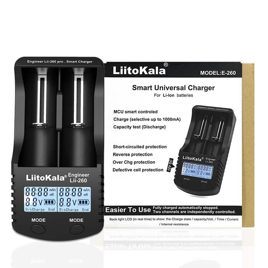 LiitoKala Factory outlet Lii-260 Smart Battery Charger for Li-ion 3.7V/4.2V 21700 18650 26650 18350 14500 battery