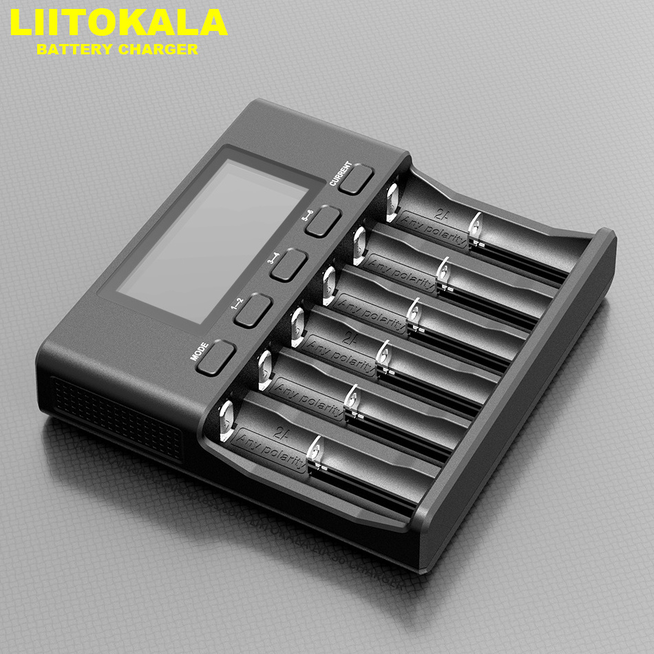 LiitoKala Lii-S6 Battery charger 18650 charger 6-Slot Auto-Polarity Detect for Li-Ion 18650 26650 21700 NiMH AA AAA batteries