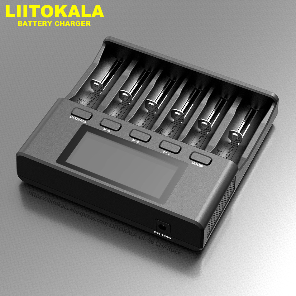 LiitoKala Lii-S6 Battery charger 18650 charger 6-Slot Auto-Polarity Detect for Li-Ion 18650 26650 21700 NiMH AA AAA batteries