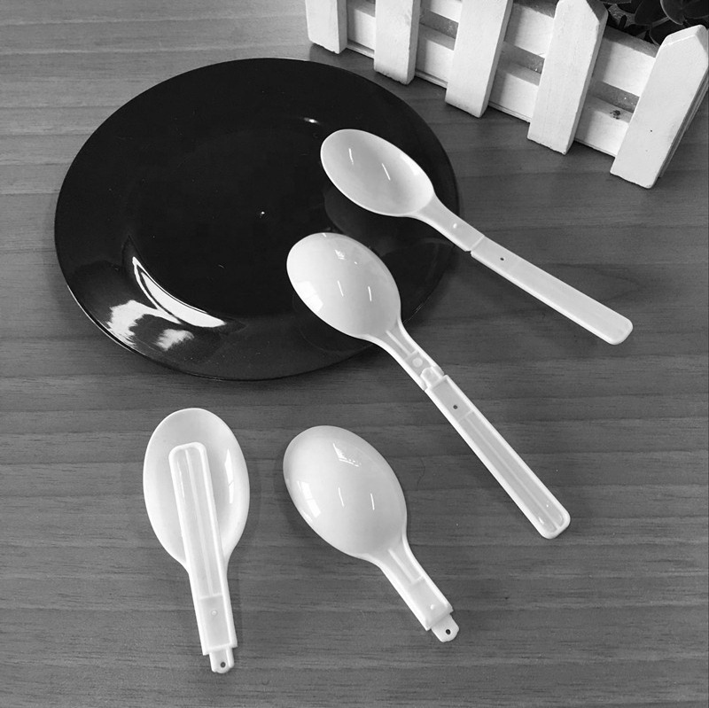 custom printed ice cream scoop Plastic  Foldable disposable spoon fruit cake salad Spoon plastic cutlery