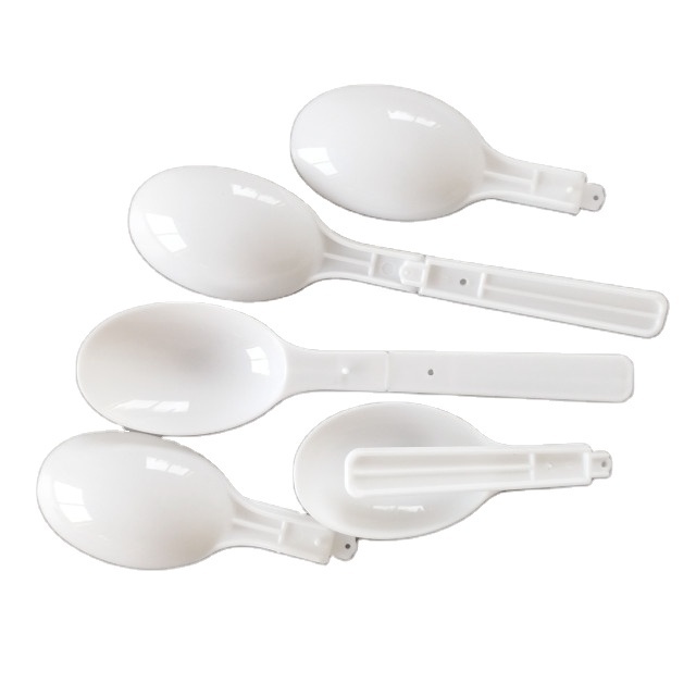 custom printed ice cream scoop Plastic  Foldable disposable spoon fruit cake salad Spoon plastic cutlery