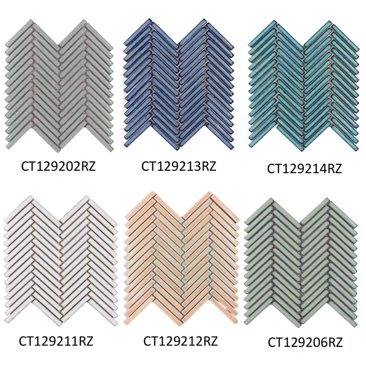 Wholesale Hotel Ceramics Blue Grey Backsplash Mosaic Ceramic Mosaic Strip Porcelain Mosaic