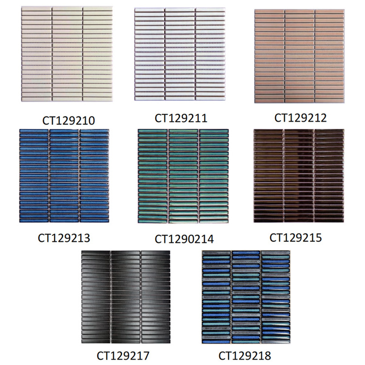 Wholesale Hotel Ceramics Blue Grey Backsplash Mosaic Ceramic Mosaic Strip Porcelain Mosaic