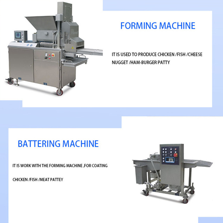 Automatic Onion Ring chicken nugget forming battering breading frying freezing machine