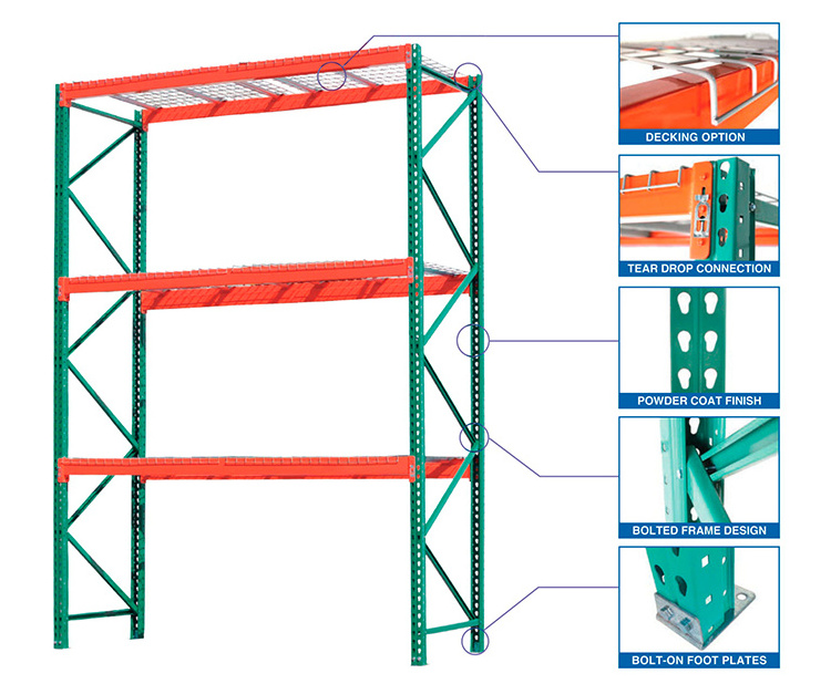 Customized Adjustable Steel Heavy Duty Warehouse Storage Pallet Rack System Teardrop pallet rack