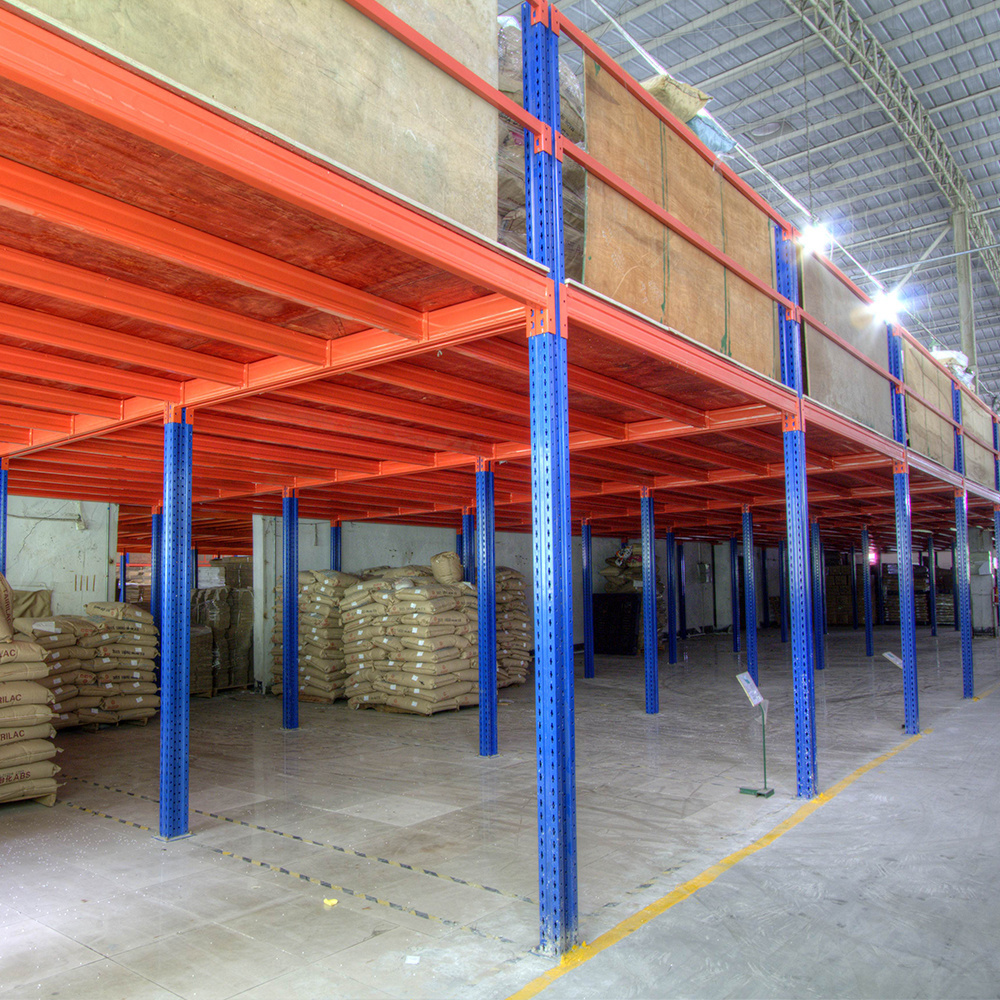 LIJIN Industrial Warehouse Steel Platform Metal Shelving Storage Rack Lit Mezzanine Floor Racking System