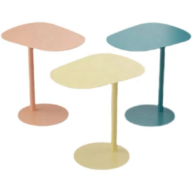 Macaroon color oval movable metal  laptop table coffee table side table