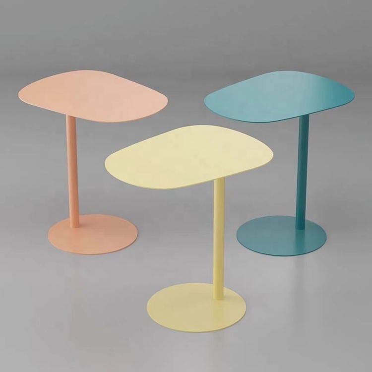 Macaroon color oval movable metal  laptop table coffee table side table