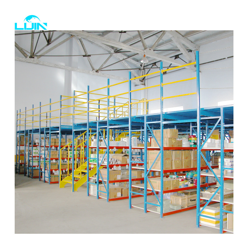 LIJIN Industrial multi- levels powder coating China suppliers Q235 steel metal sheet wooden floor storage pallet rack mezzanine